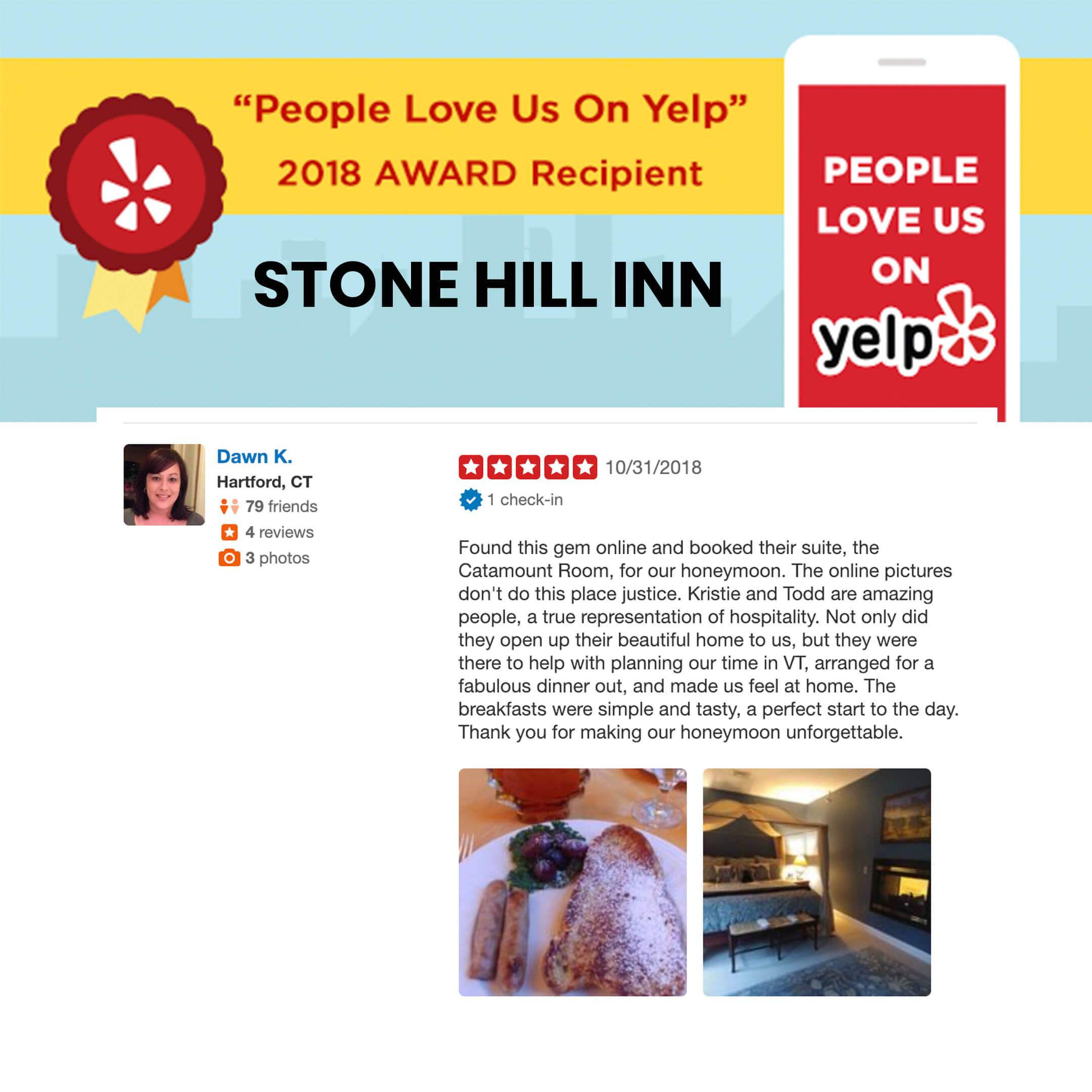 People Love Us on Yelp - Award Winning B&B