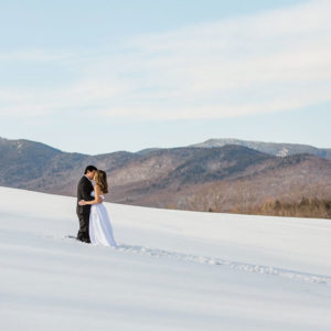 Stowe Vermont - stunning outdoor wedding shot in the snow